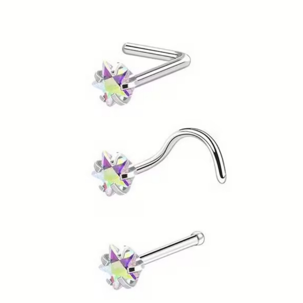 Multicolor Crystal Nose Stud Set